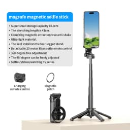 Magnetic Phone Holder Pocket Selfie Stick Retractable Four-corner Stand With Bluetooth for Smartphone Live Streaming Shooting