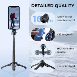 Magnetic Phone Holder Pocket Selfie Stick Retractable Four-corner Stand With Bluetooth for Smartphone Live Streaming Shooting