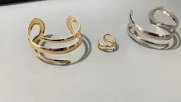 European and American Thick Bracelet and Ring Jewelry Set for Women Gold Color Geometric Line Bracelet Ring Combination Set Gift