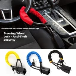 Car Steering Wheel Lock, Bold Cable Handlebar Lock, Car Seat Belt Buckle Lock Universal