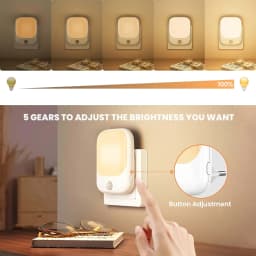 1/2Pc EU Plug Night Light with Motion Sensor, LED Night Light Socket with 3 Modes and 5 Brightness Dimmable for Bedroom