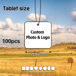 100Pcs Personalized Custom Car Air Freshener Paper Cards Double Sided Different Images Custom Logo Hanging Auto Aroma Scent Tabl
