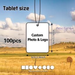 100Pcs Personalized Custom Car Air Freshener Paper Cards Double Sided Different Images Custom Logo Hanging Auto Aroma Scent Tabl