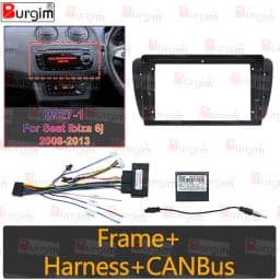 Car Radio Fascia Frame For Seat Ibiza 2008-2017 9 inch 2DIN Android Stereo Panel Harness Wire Power Cable Adapter Canbus Decoder
