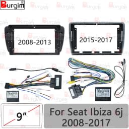Car Radio Fascia Frame For Seat Ibiza 2008-2017 9 inch 2DIN Android Stereo Panel Harness Wire Power Cable Adapter Canbus Decoder