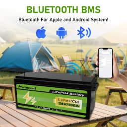 Aninerel 24V 100Ah 2560Wh Lithium LiFePO4 Battery with 100A BMS Perfect for RV Golf Cart Solar Power System Trolling Motor