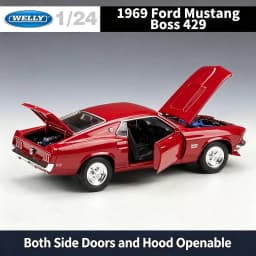 WELLY 1:24 1969 Ford Mustang 429 Cobra Jet, Official Licensed Diecast Alloy Muscle Car Model, Classic American Collectible Gift