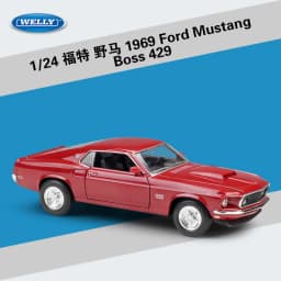 WELLY 1:24 1969 Ford Mustang 429 Cobra Jet, Official Licensed Diecast Alloy Muscle Car Model, Classic American Collectible Gift