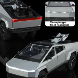 1:24 Pickup Trailer Motorhome Alloy Diecast Robotaxi Car Toys Model Sound Light Pull Back Doors Opened RV Children Festival Gift