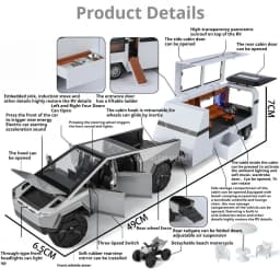 1:24 Pickup Trailer Motorhome Alloy Diecast Robotaxi Car Toys Model Sound Light Pull Back Doors Opened RV Children Festival Gift