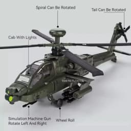 1:32 Scale AH-64 Airplane Model Toy Car Alloy Diecast Rotatable Propeller Sound Light Fighter Vehicle Models for Kids Gifts
