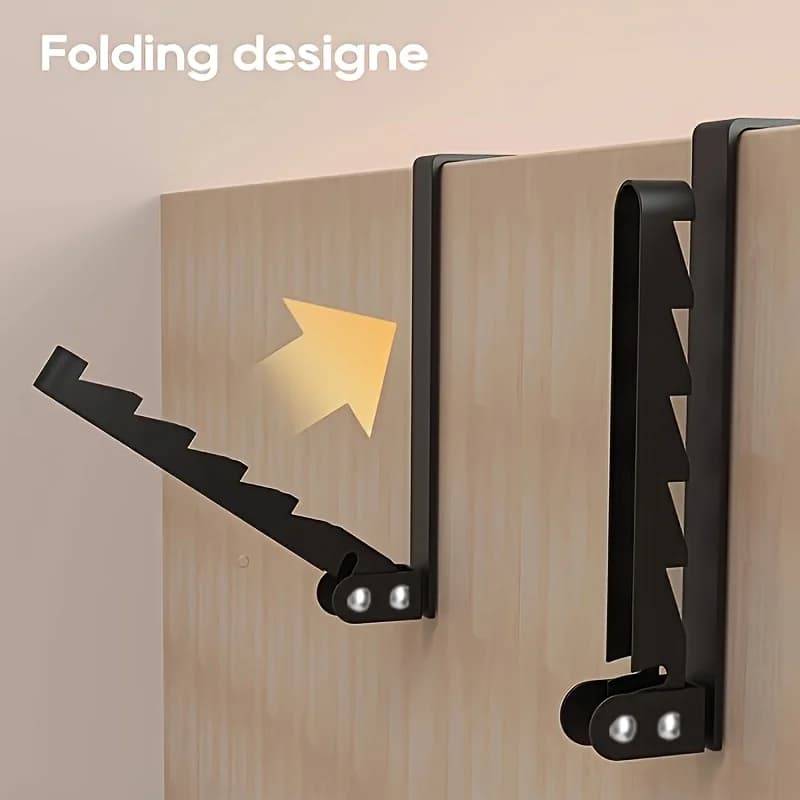 1/2PC Collapsible Hooks Over-Door Coat Rack Creative Space-Saving Drying Laundry Rack Rustproof Door Organizer Rack Apartment 