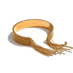 Yhpup Hot Style Stainless Steel Chain Tassel Cuff Bracelet Bangle 18K Gold Color Plated Personality Fashion Charm Jewelry