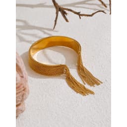 Yhpup Hot Style Stainless Steel Chain Tassel Cuff Bracelet Bangle 18K Gold Color Plated Personality Fashion Charm Jewelry
