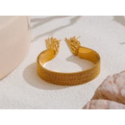 Yhpup Hot Style Stainless Steel Chain Tassel Cuff Bracelet Bangle 18K Gold Color Plated Personality Fashion Charm Jewelry