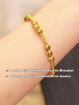 Yhpup 3/4/5/6 MM Stainless Steel Beads Daily Handmade Elastic Bracelet Bangle Waterproof Wrist Wholesale Gold Color Jewelry Men