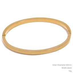Yhpup 60mm Waterproof 316L Stainless Steel Round Smooth Bracelet Bangle Women Minimalist 18k Gold Color Texture Charm Jewelry