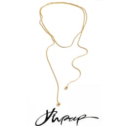 Yhpup 130cm Stainless Steel Chain Stackable Necklace 16K Gold Color PVD Plated Waterproof Distinctive Jewelry