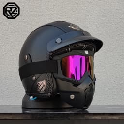 ORZ New PU Leather 3/4 Retro Cruising Motorcycle Helmet Summer Scooter Half Helmet with Mask Windshield DOT Approval