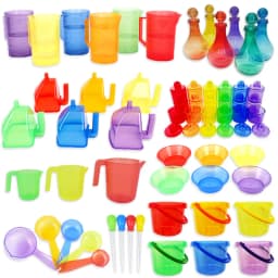 Sand Water Game Open-ended Montessori Toys Kids Transparent Rainbow Measuring Cup Bowl Funnel Clip Spoon Plate Magic Bottle Pipe
