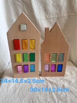 Kids Montessori Wooden Toys Large Dutch Wood House Big Wall Lucite Cube Creative Education Blocks Birthday Gift