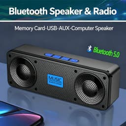 S18 Bluetooth Speaker W/ Subwoofer, FM Radio, 20H Battery, Waterproof, Stereo for Phone/PC Outdoor
