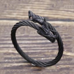 MKENDN Men Punk Viking Black Dragon Bangles Non-fading Stainless Steel Bracelet Vintage Open Cuff Charm Jewelry Norse Jewelry