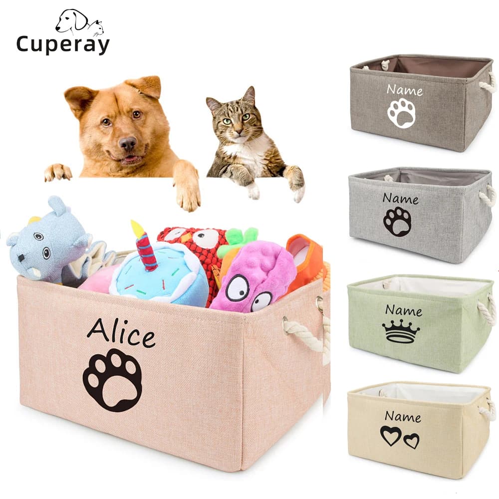 Custom Dog Toy Box - Dog Toy Basket, Collapsible,Dog Toy Bin with Comfortable Handles for Storage of Dog Toys, Dog Accessories