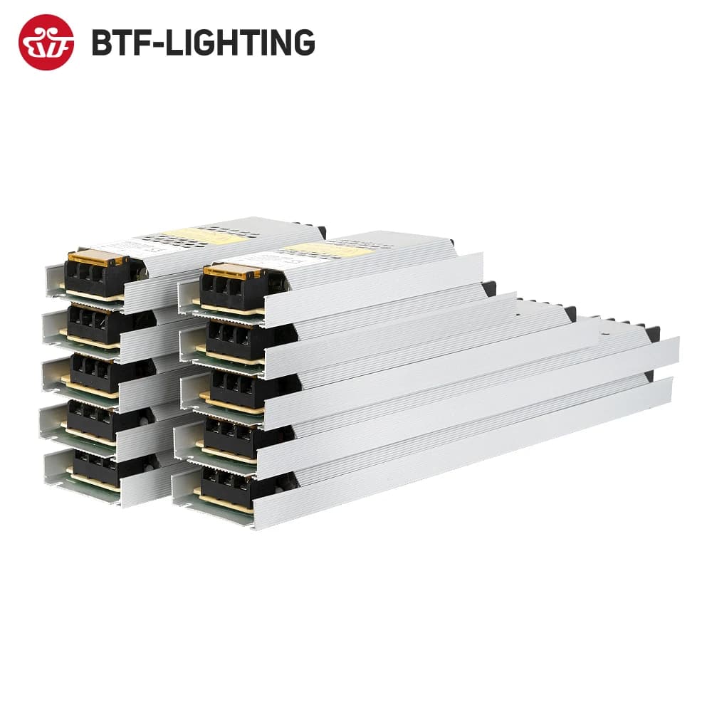 Ultra Thin LED Power Supply AC190V 240V to DC12V 24V 60W 100W 150W 200W 300W Transformer Adapter Driver FCOB WS2815 Light Strip