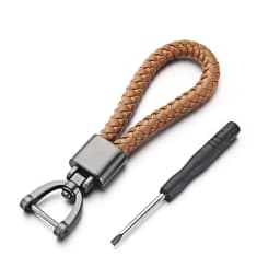 MKENDN Luxury Leather Men Women Keychain Black Clasp Creative Rotatable Horseshoe Buckle Keyring Holder Car Key Chain Gifts
