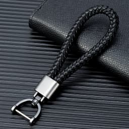 MKENDN Luxury Leather Men Women Keychain Black Clasp Creative Rotatable Horseshoe Buckle Keyring Holder Car Key Chain Gifts