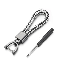 MKENDN Luxury Leather Men Women Keychain Black Clasp Creative Rotatable Horseshoe Buckle Keyring Holder Car Key Chain Gifts