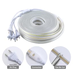 AC220V FCOB LED Light Strip Cold Nature Warm White Lights High Brightness Density 288 420 Leds Safety Flexible IP65 Waterproof
