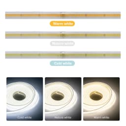 AC220V FCOB LED Light Strip Cold Nature Warm White Lights High Brightness Density 288 420 Leds Safety Flexible IP65 Waterproof