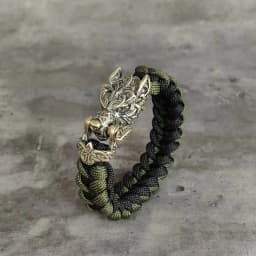 Never Fade Rock Viking Wolf Bracelet Men's handmade cord Wolf Bead Punk Bracelets Biker Jewelry