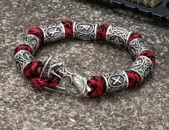 Never Fade Rock Viking Wolf Bracelet Men's handmade cord Wolf Bead Punk Bracelets Biker Jewelry