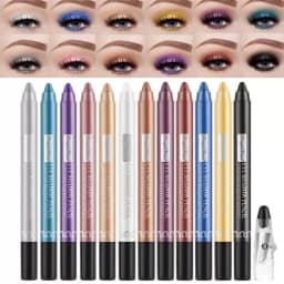 12 Colors Pearlescent Eyeshadow Pen Long Lasting Waterproof Eye Highlighter Shiny Silver Purple Eyeliner Eyeshadow Pen Cosmetics