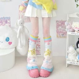 Sweet StarJK Jacquard E-girl Japanese Leg Warmers Y2k Aesthetic Knitted Sock Harajuku Gothic Vintage Knee-length Long Socks