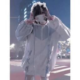 Subculture Zippers Hoodies Y2k Aesthetic Women Casual Oversized Hooded Coats Street Harajuku Grunge Loose Sweatshirts