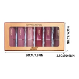 6 Colors Gold Bar Tube Lipstick Matte Texture Pearlescent Glitter Velvet Lipstick Valentine's Day Gift 6PCS