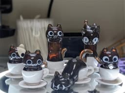 Cat Cafe Coffee  Styling Blind Box Transparent Funny Posture Action Figures Model Collection Toy Desktop Decor Surprise Gifts