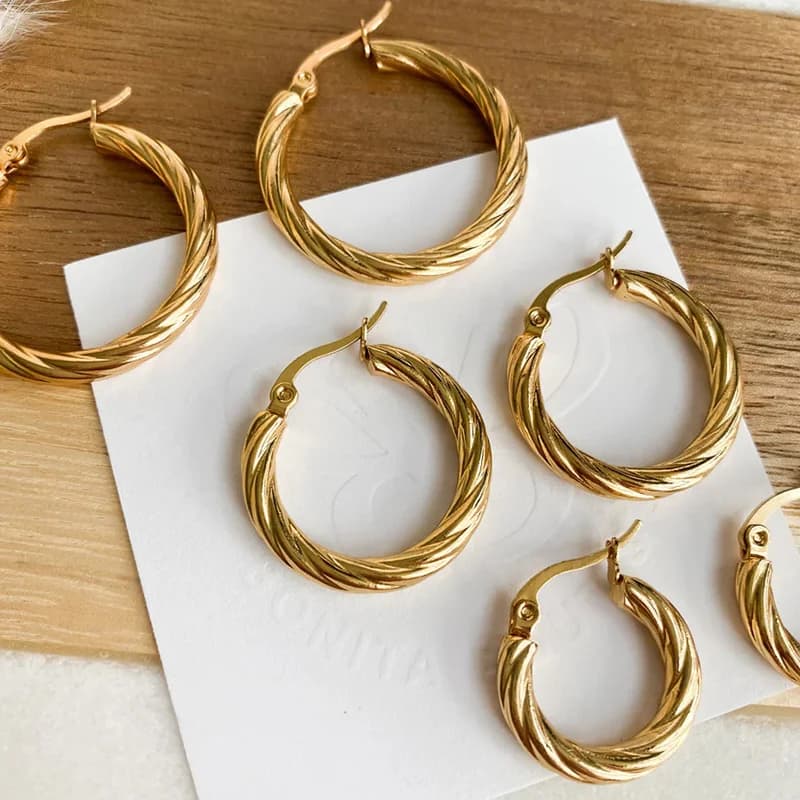 3pair/set Simple Twist Circle Round Hoop Earrings for Women Waterproof Stainless Steel Huggie Ear Buckle Statement Jewelry 2026