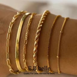 E.B.belle Blade Chain Figaro Chain Twists Chain Bracelet 18K Gold Plated 316L Stainless Steel Jewelry Women's Hand Bracelets