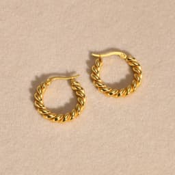 Rope Twist Huggies Hoop Earring for Women Gold Plated Stainless Steel Jewelry