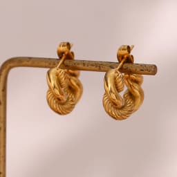 E.B.belle Hypoallergenic 18K Gold Plated Twisted Chunky Round Hoop Earrings For Woman Pendientes De Acero Inoxidable Para Mujer