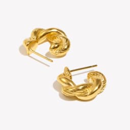 E.B.belle Hypoallergenic 18K Gold Plated Twisted Chunky Round Hoop Earrings For Woman Pendientes De Acero Inoxidable Para Mujer