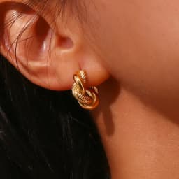 E.B.belle Hypoallergenic 18K Gold Plated Twisted Chunky Round Hoop Earrings For Woman Pendientes De Acero Inoxidable Para Mujer
