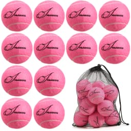 12pcs Tennis Balls with Mesh Carry Bag Practice Ball High Elasticity Pet Dog Playing Balls Outdoor Training Sports Rubber Tennis