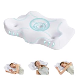 JHK 24" Largex15.4" Wide Ergonomic Cervical Neck Pillow Memory Foam Pillow with Cooling Pillowcase Cervical Contour Pillows