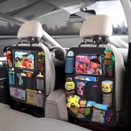 Car Backseat Organizer with Tablet Holder - Multi-Pocket Storage & Seat Protector for Kids/Pets
